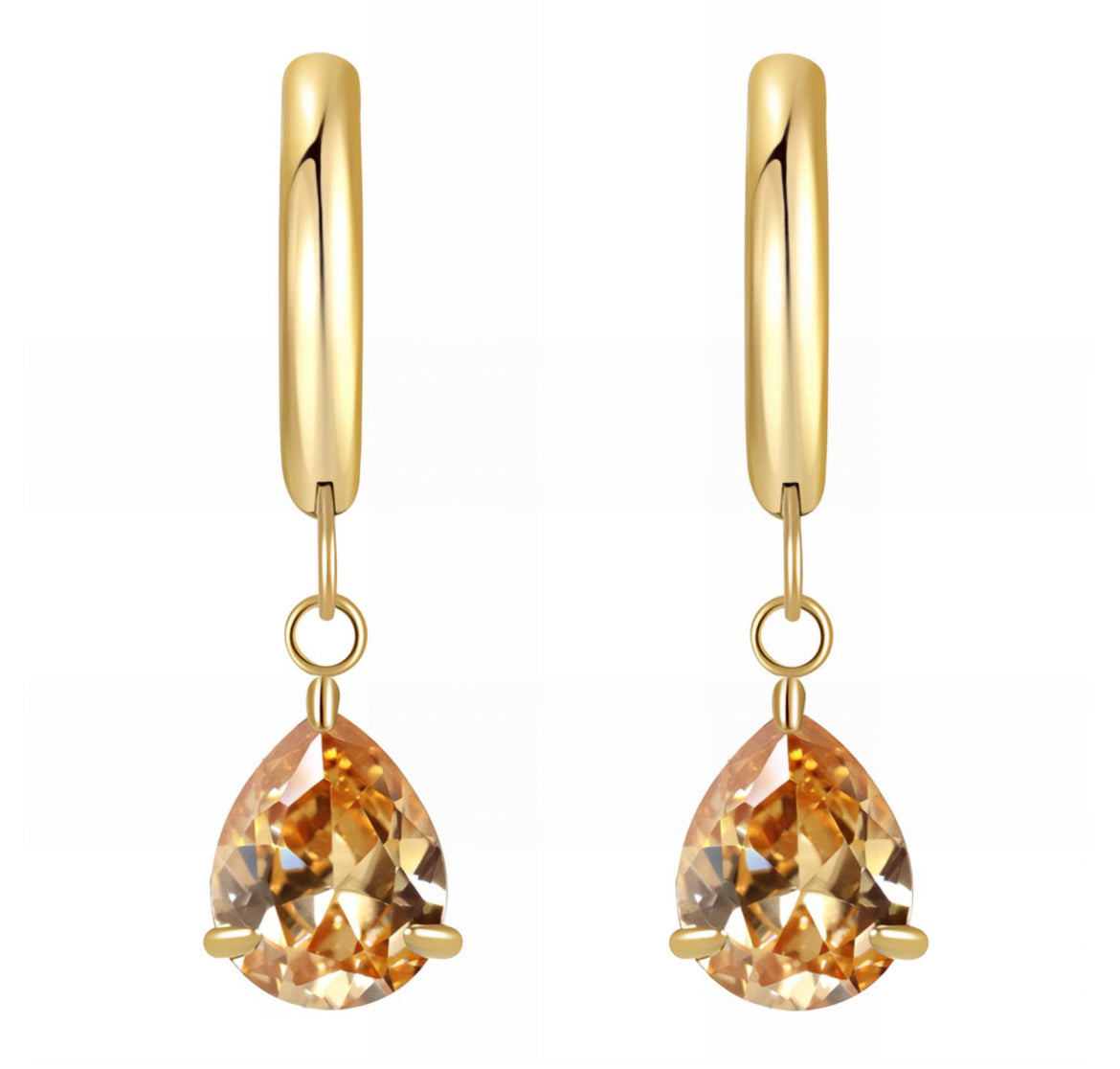 Gem - Boucles d'oreilles en acier inoxydable doré pour femme | Bijoux imperméables et hypoallergéniques