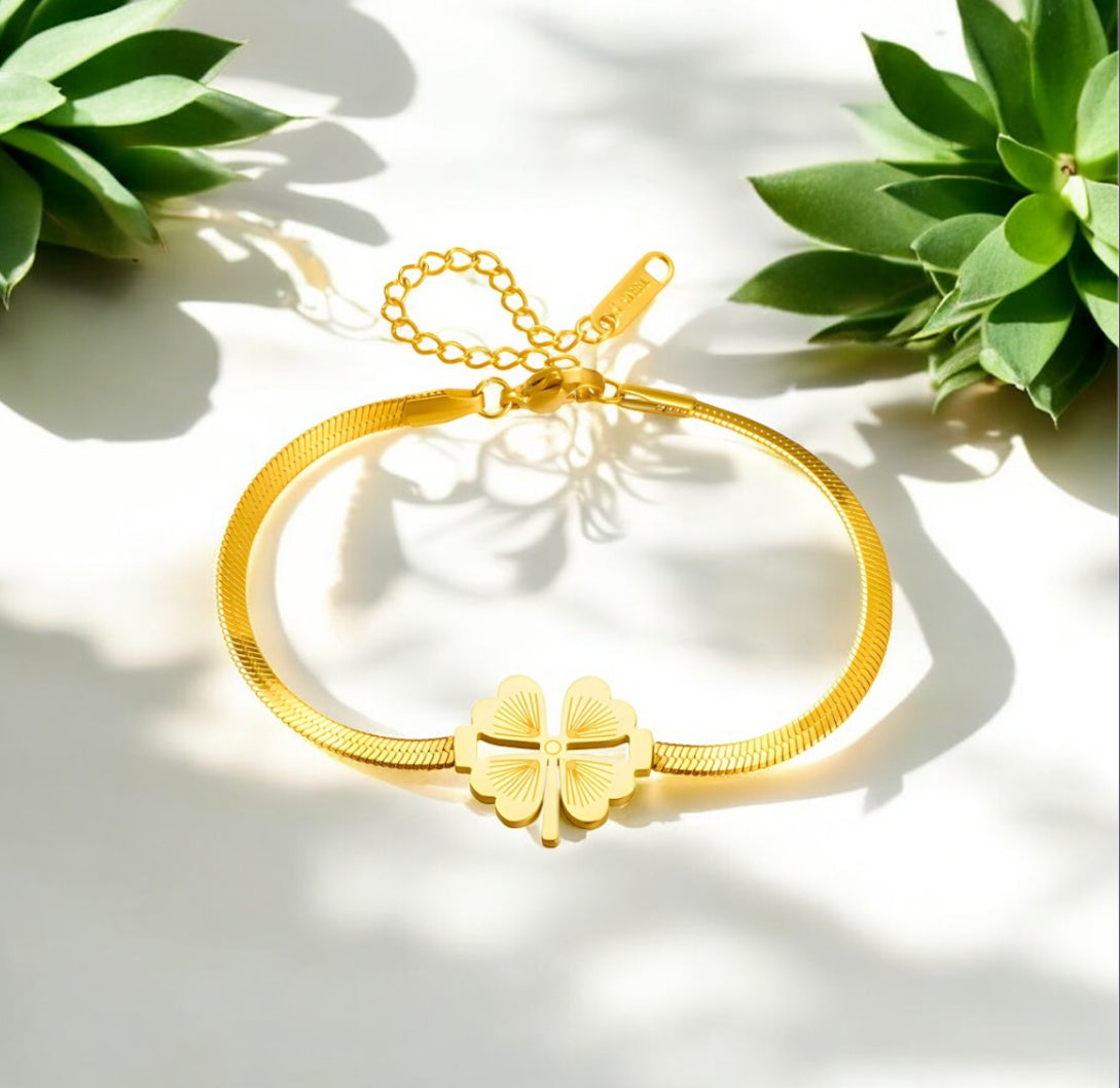 Leef - Bracelet en acier inoxydable doré pour femme | Bijoux étanches et hypoallergéniques
