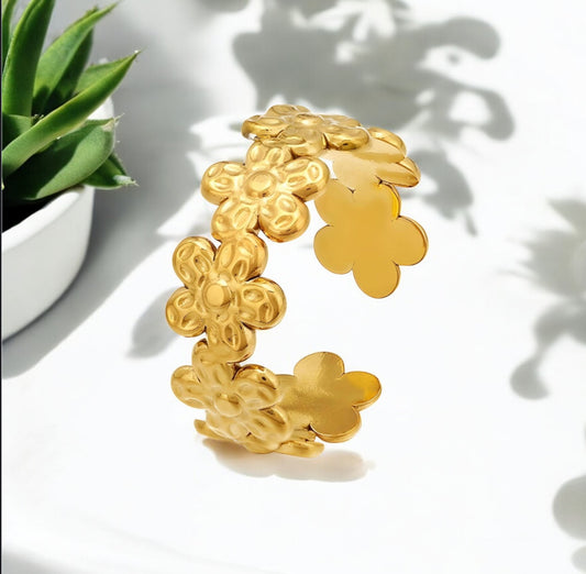 Bloom - Gold Stainless Steel Ring for Women | Waterproof & Hypoallergenic Jewelry