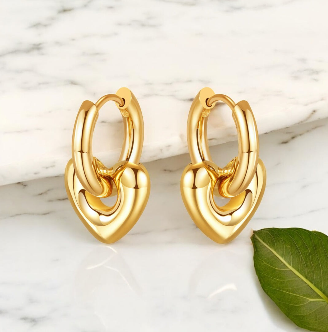 My Dear - Boucles d'oreilles en acier inoxydable doré pour femme | Bijoux imperméables et hypoallergéniques