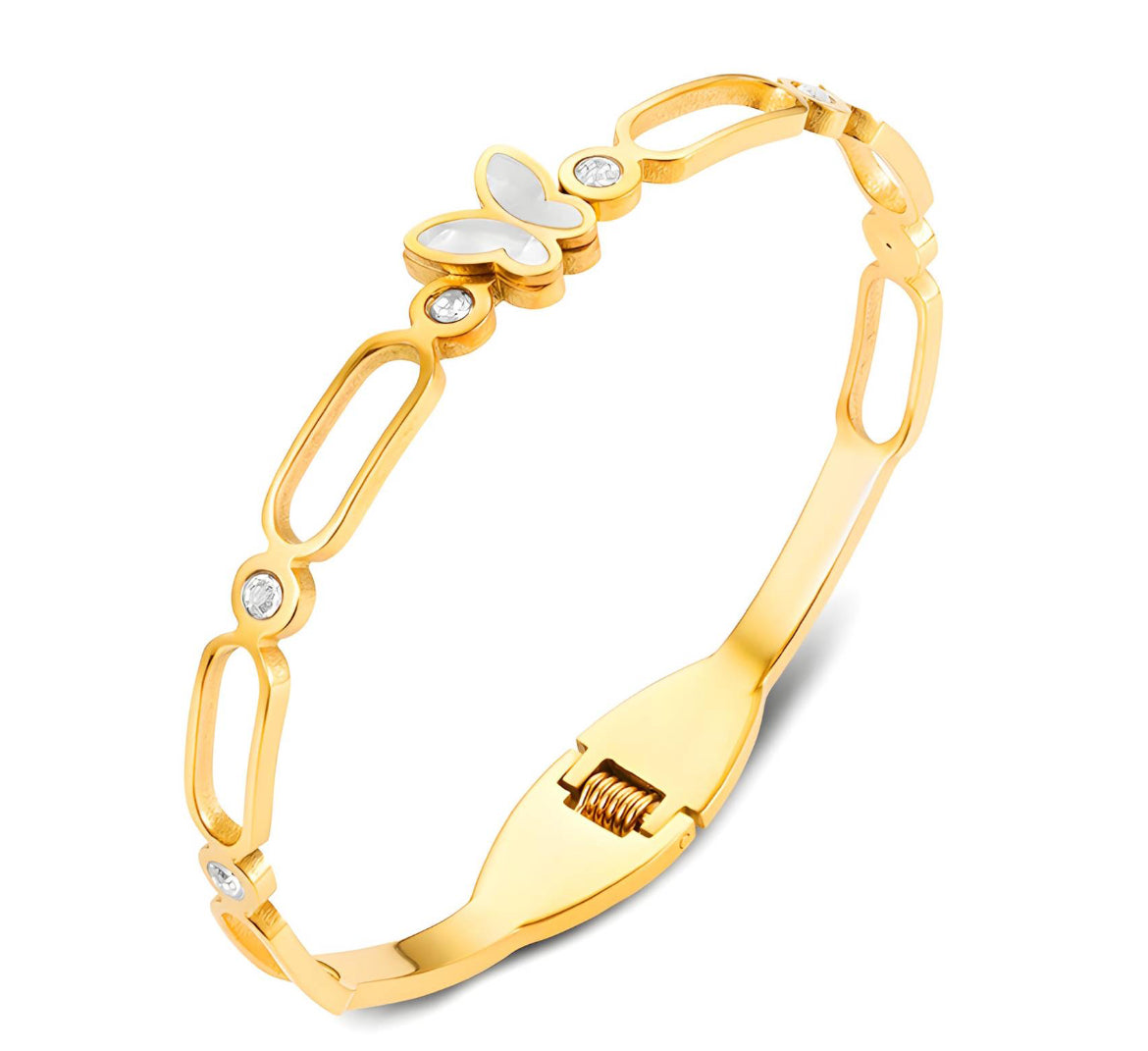 Keera - Bracelet en acier inoxydable doré pour femme | Bijoux étanches et hypoallergéniques
