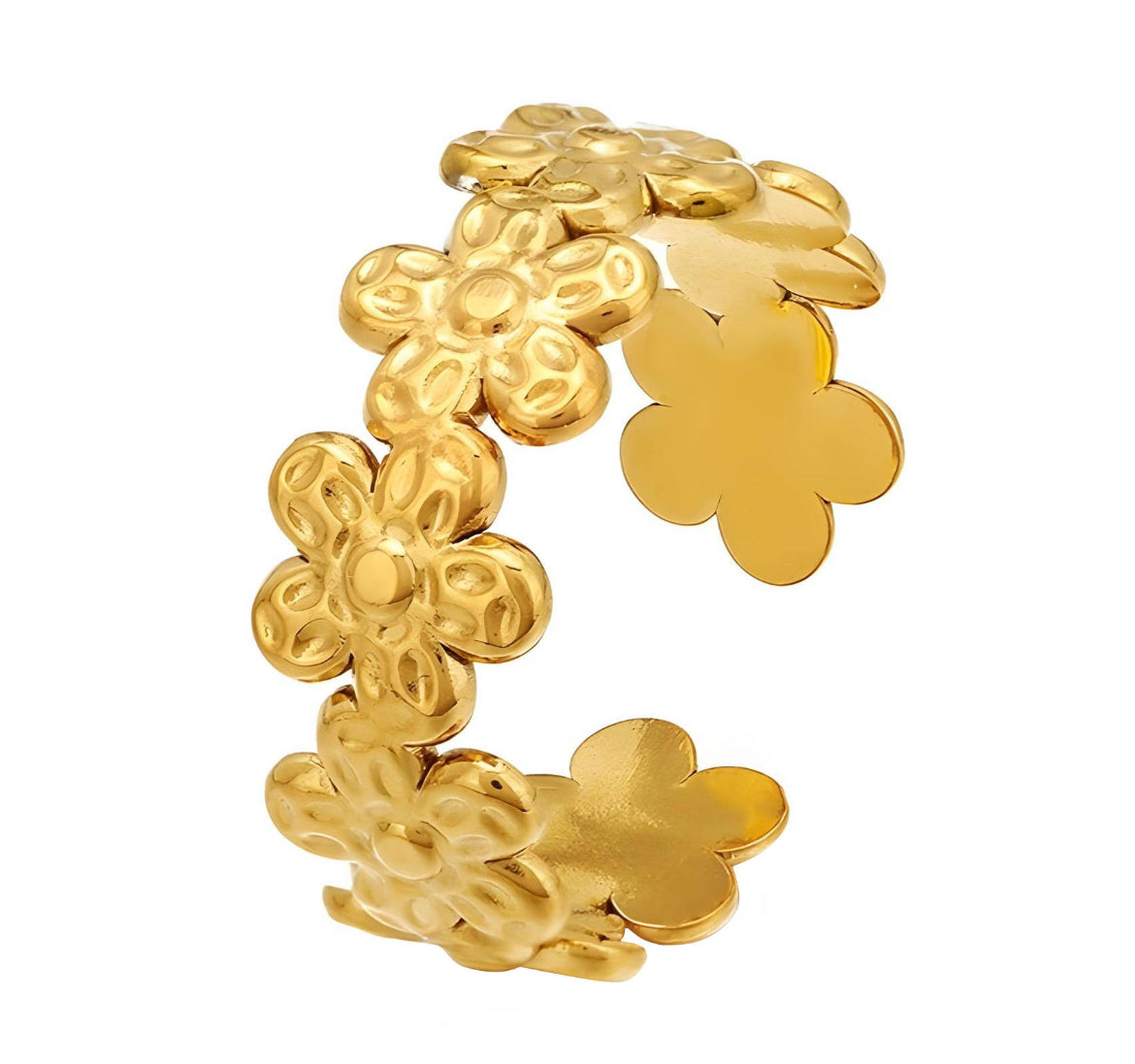 Bloom - Bague en acier inoxydable doré pour femme | Bijou étanche et hypoallergénique
