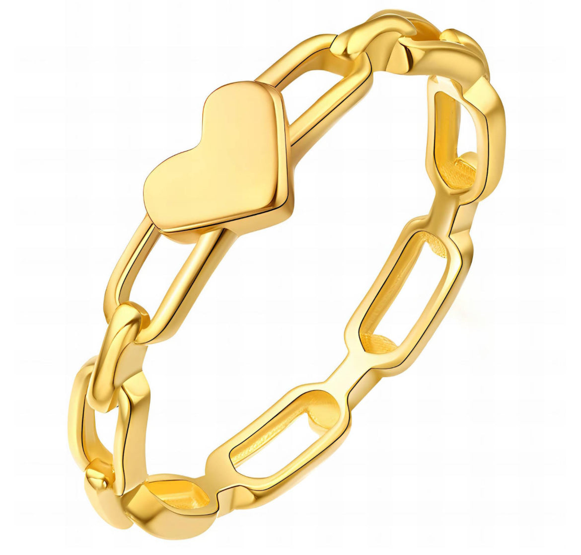 Bague cœur en acier inoxydable doré pour femme | Bijou étanche et hypoallergénique