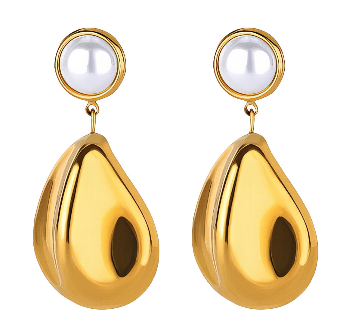 Boucles d'oreilles Vee en acier inoxydable doré pour femme | Bijoux imperméables et hypoallergéniques