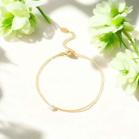 Lara - Bracelet de cheville en acier inoxydable doré pour femme | Bijoux imperméables et hypoallergéniques