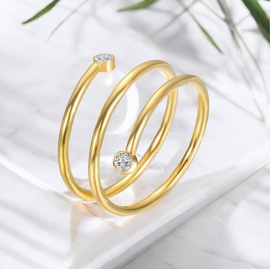 Orbée - Bague en acier inoxydable doré pour femme | Bijou étanche et hypoallergénique