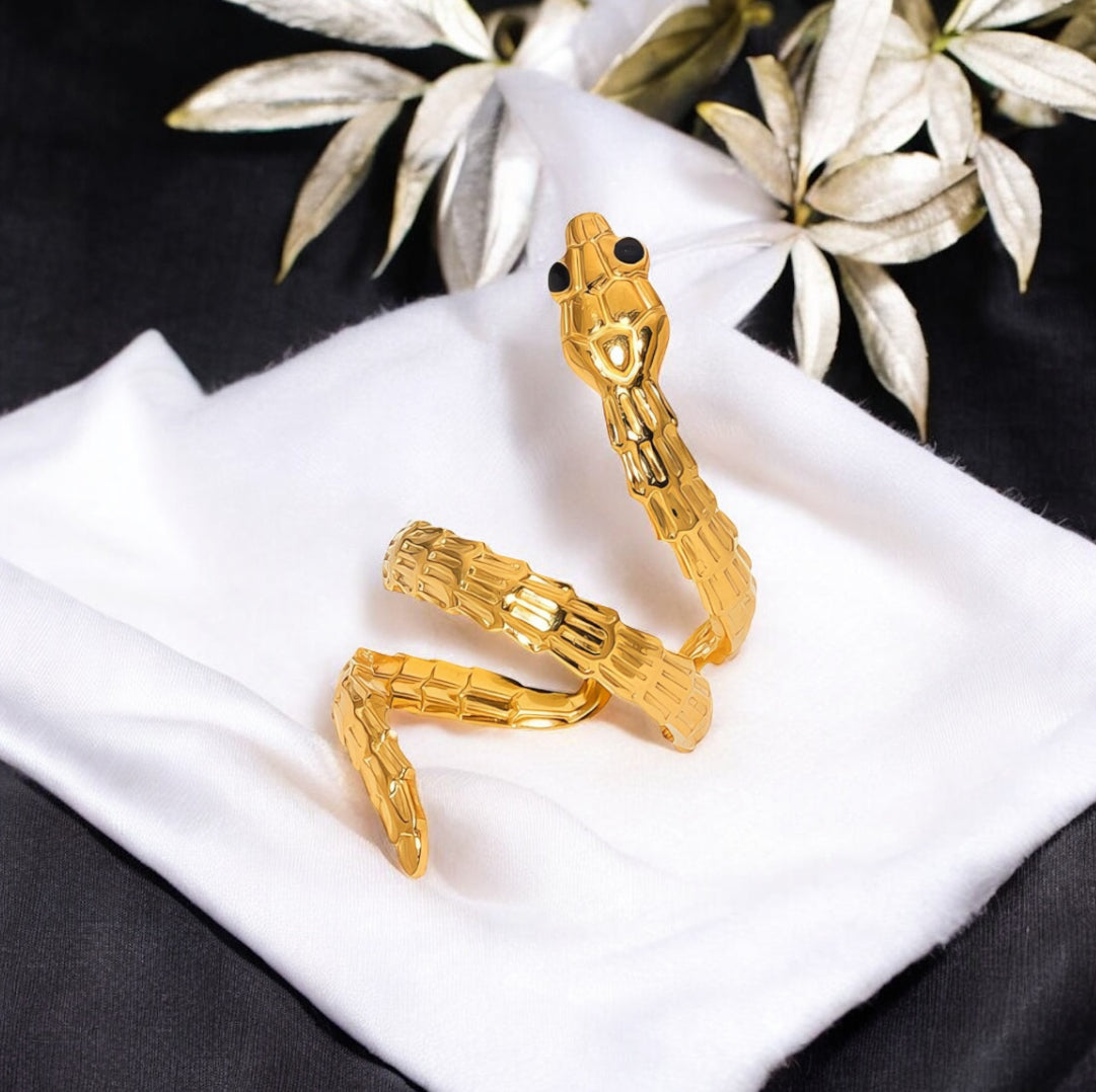 Venom - Bague en acier inoxydable doré pour femme | Bijou étanche et hypoallergénique