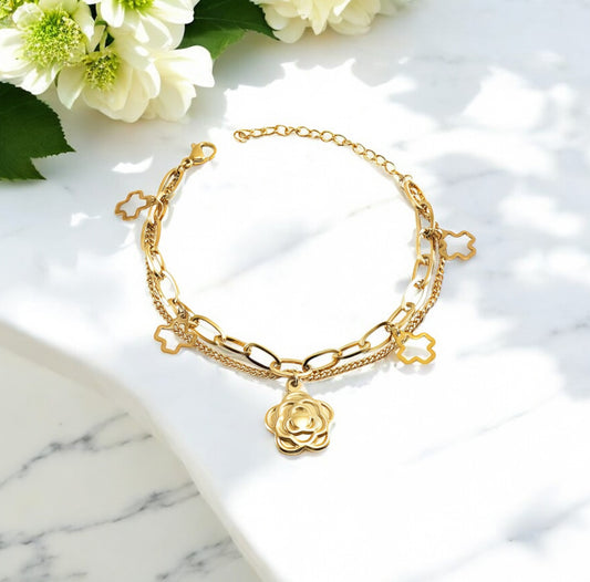 Lysé - Bracelet en acier inoxydable doré pour femme | Bijoux étanches et hypoallergéniques