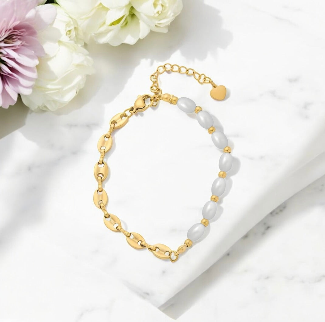 Liane - Bracelet en acier inoxydable doré pour femme | Bijoux étanches et hypoallergéniques