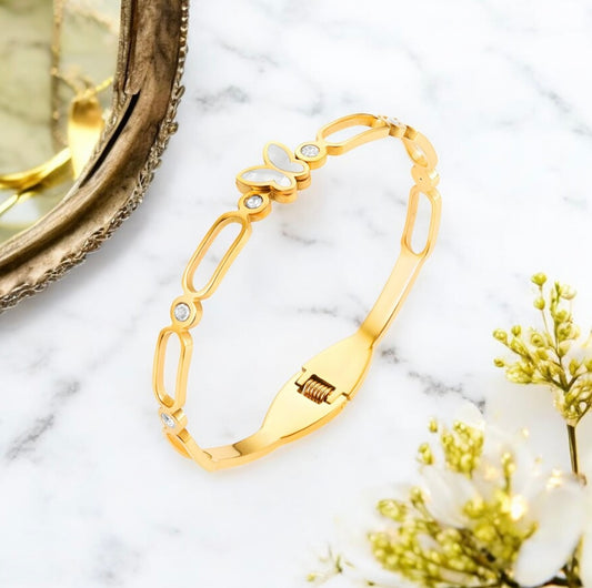 Keera - Bracelet en acier inoxydable doré pour femme | Bijoux étanches et hypoallergéniques